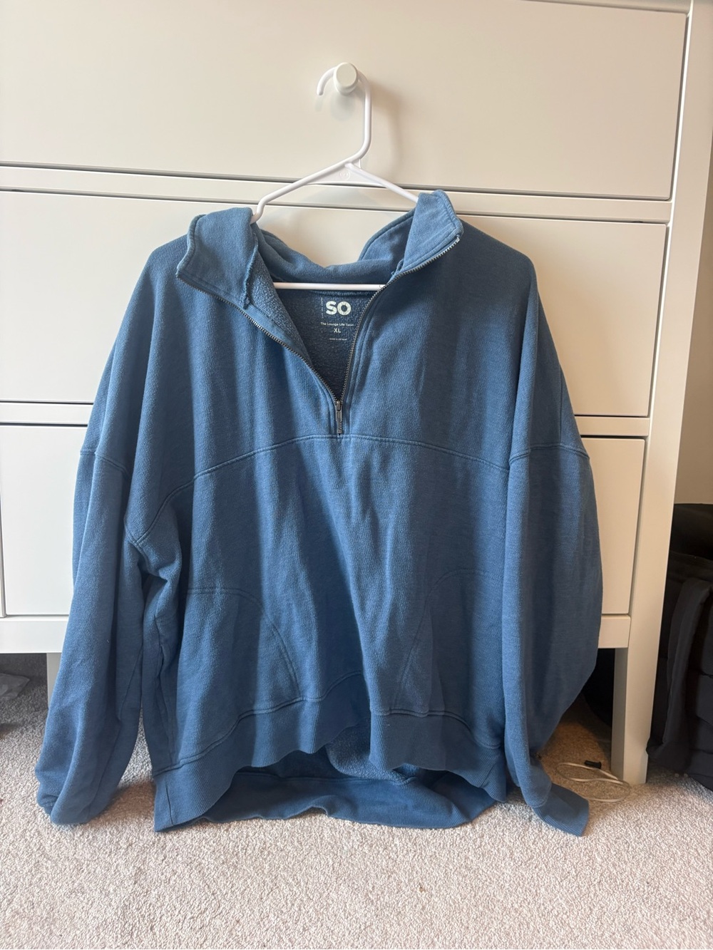 SO Men's Zip-Neck Pullover Sweater in Blue